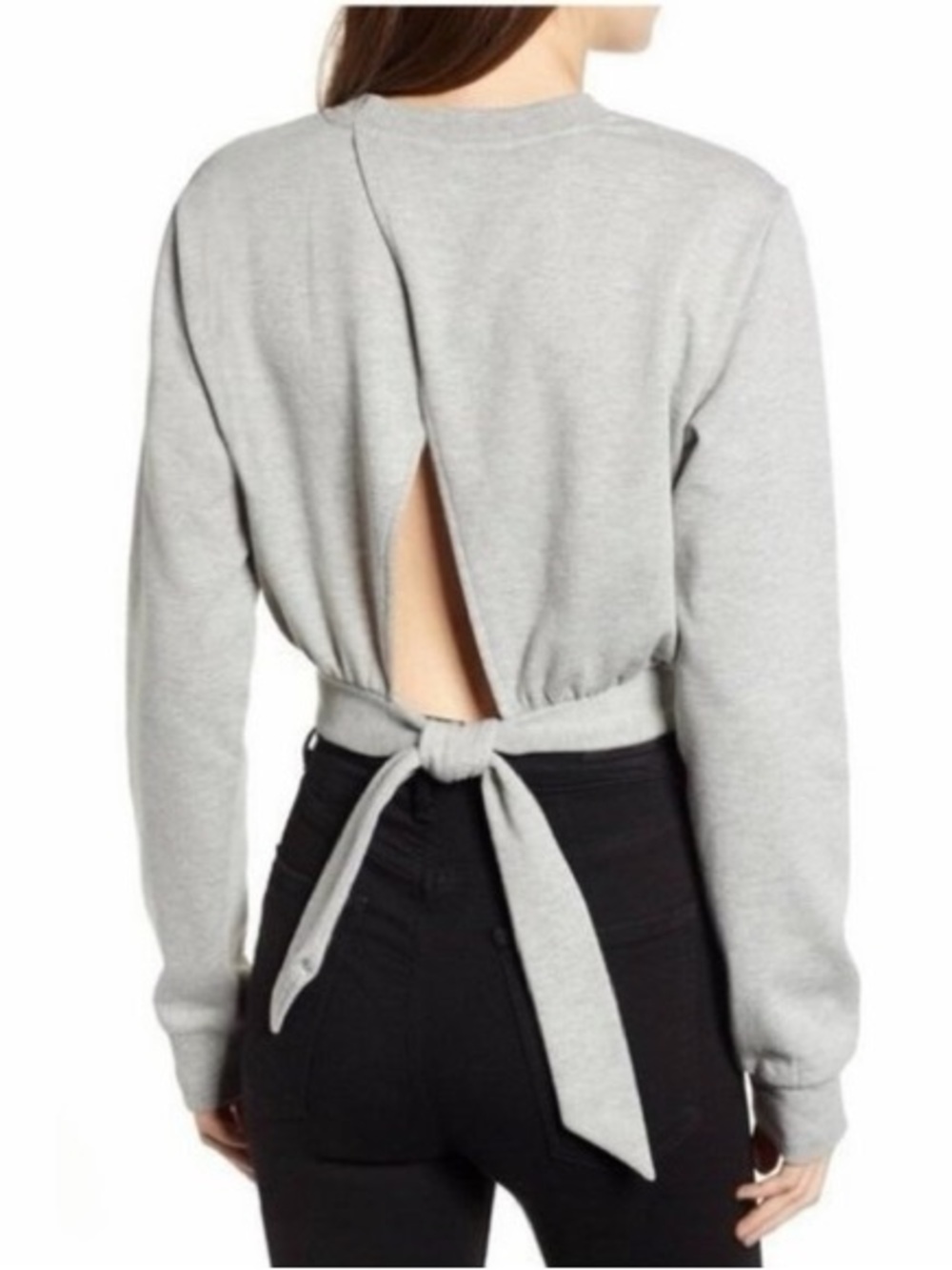 Rebecca Minkoff Molly Sweatshirt Open-Back Cropped Crewneck Size M